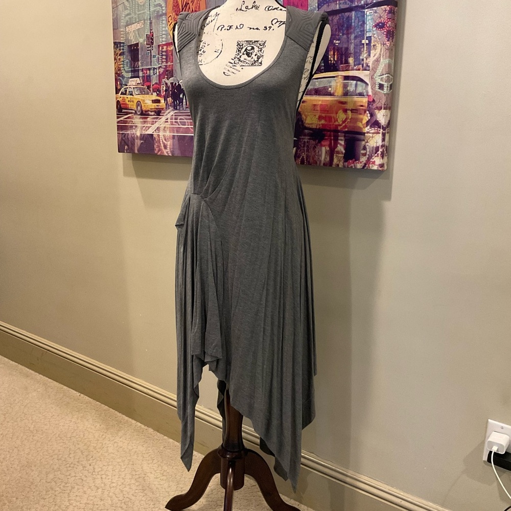 BCBGMaxAzria Gray Asymmetrical High-Low Sundress